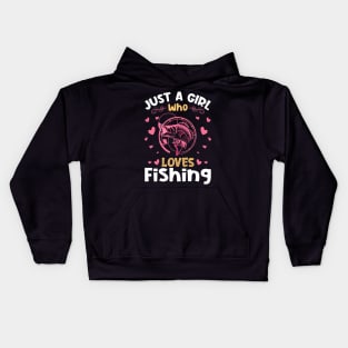 Just a Girl who Loves Fishing Gift Kids Hoodie